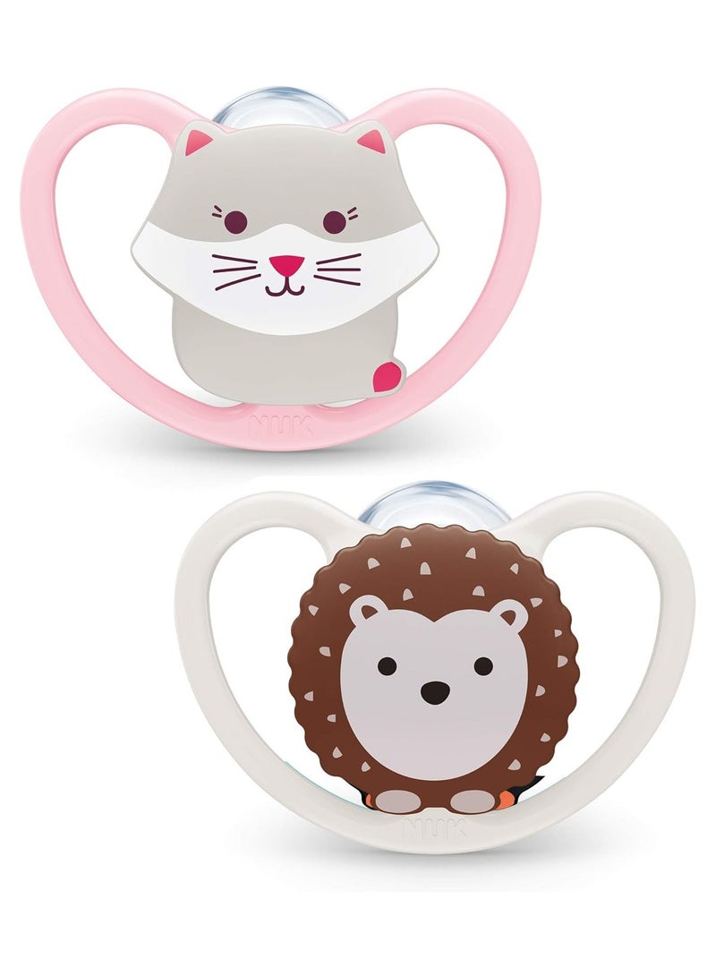 NUK Space Silicone Pacifier 0-6M 2 Pack