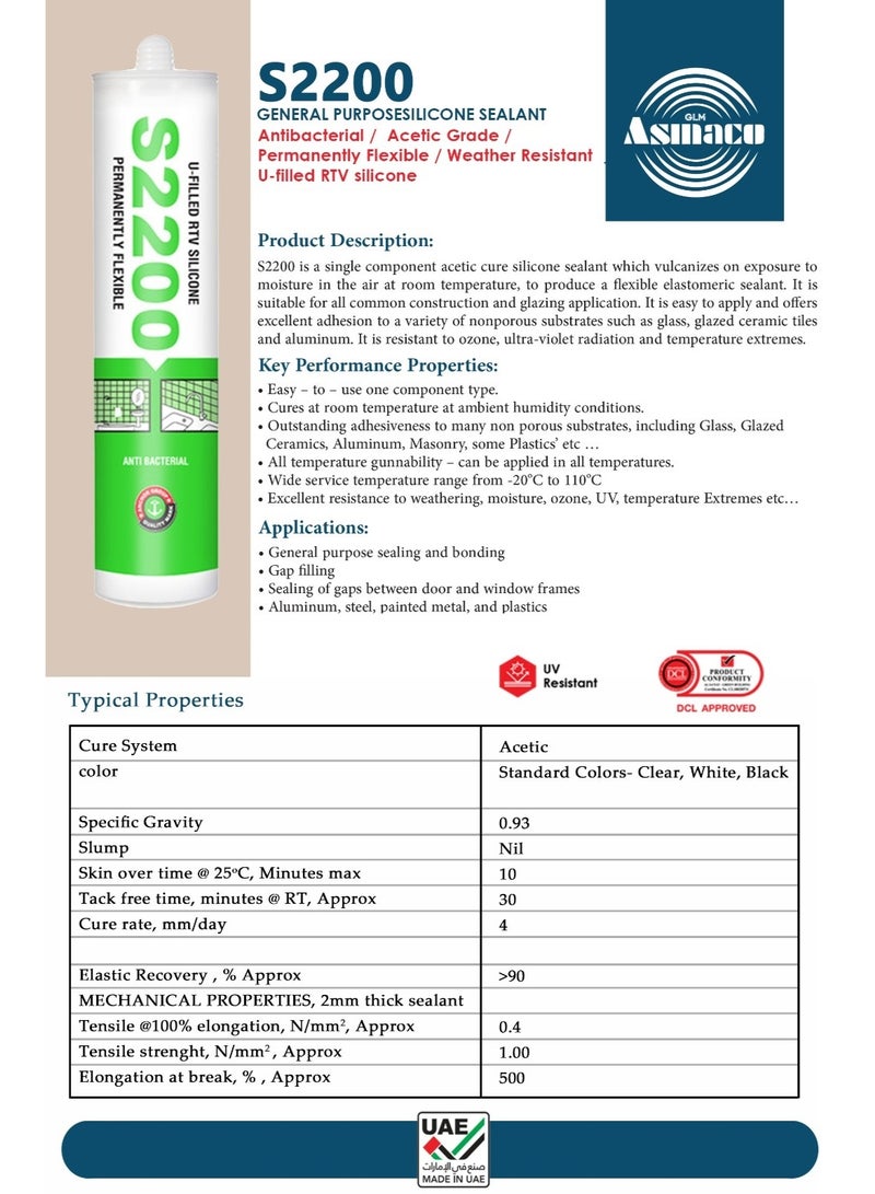 Asmaco S2200 RTV Silicone Sealant 240g