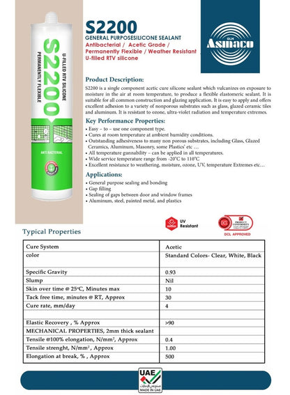 Asmaco S2200 RTV Silicone Sealant 240g