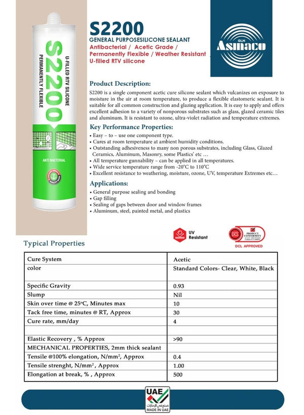 Asmaco S2200 RTV Silicone Sealant 240g