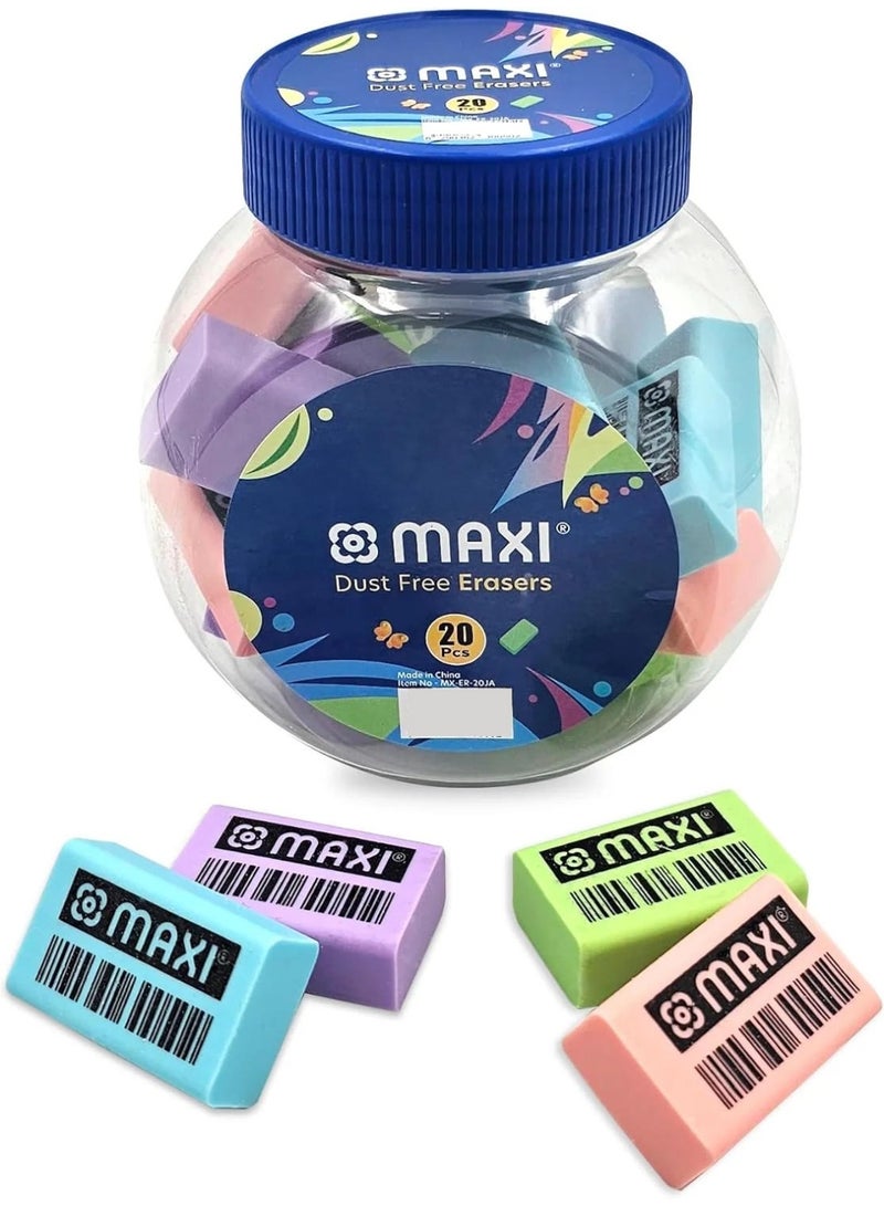 Maxi Classic Dust Free Eraser Jar - Pack of 20