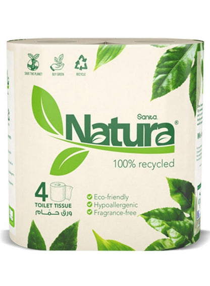 Sanita Natura 2 Ply Toilet Tissue Rolls - Pack of 4