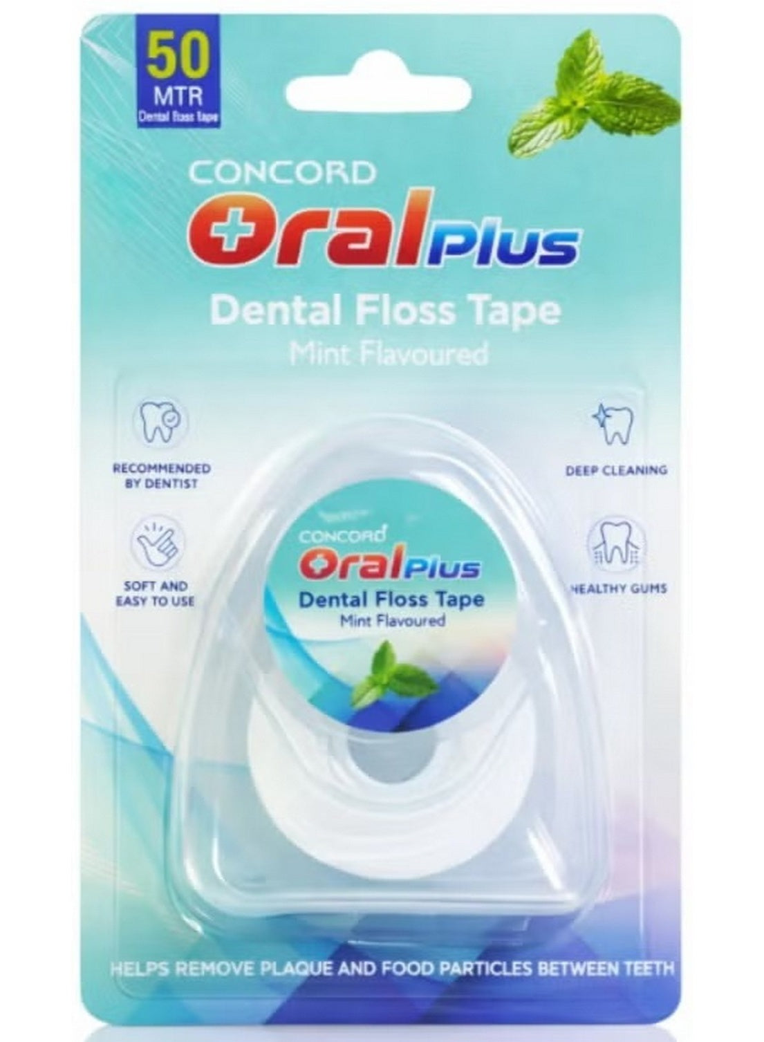 concord, dental floss, dental floss tape, flavoured 50m, floss tape, floss tape mint, mint flavoured, mint flavoured 50m, oral care, oral plus, oral plus dental, plus dental, plus dental floss, tape mint, tape mint flavoured