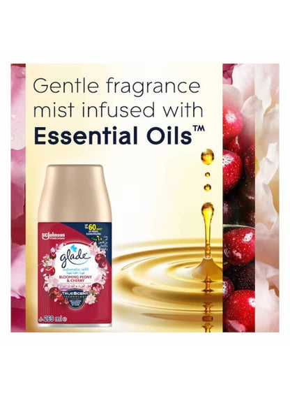 air freshener, air freshener spray, automatic air, blooming peony, blooming peony cherry, cherry refill, freshener spray, glade, peony cherry, peony cherry refill, refill starter, refill starter kit, scented blooming, spray holder, starter kit
