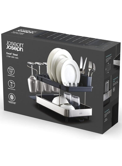 Joseph Joseph Excel Steel 2 Tier Dish Rack Black