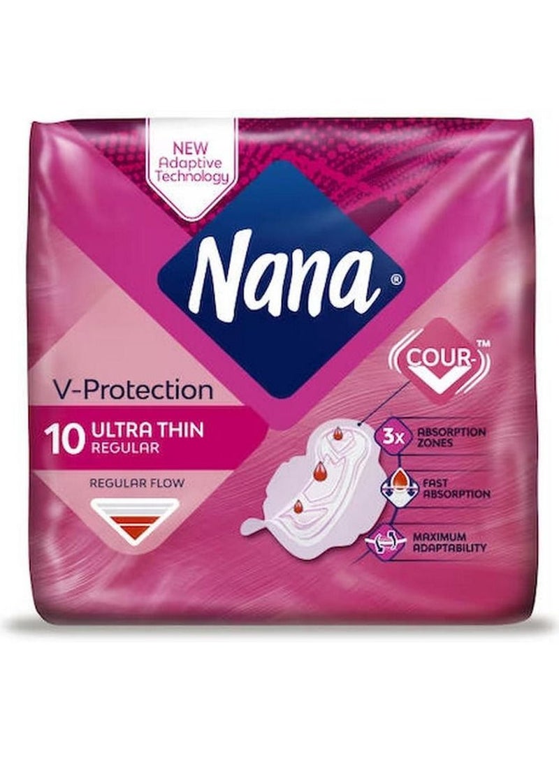 Nana V-Protection Ultra Regular Sanitary Pads 10 Count