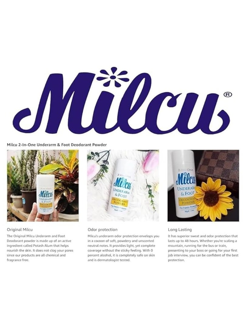 Milcu 2 In 1 Underarm & Foot Deodorant Powder