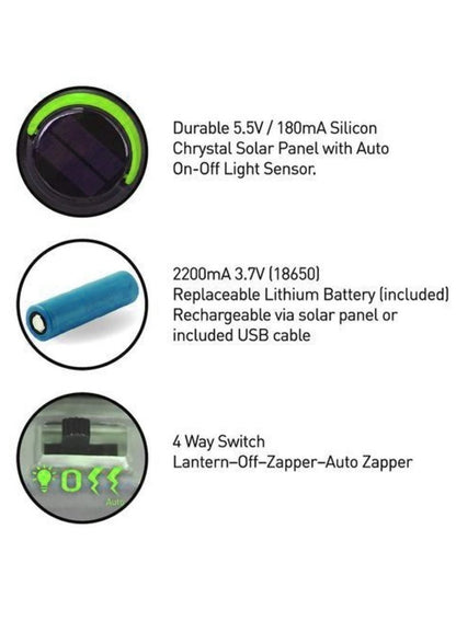 GECKO Zapper Solar USB Rechargeable Insect Killer