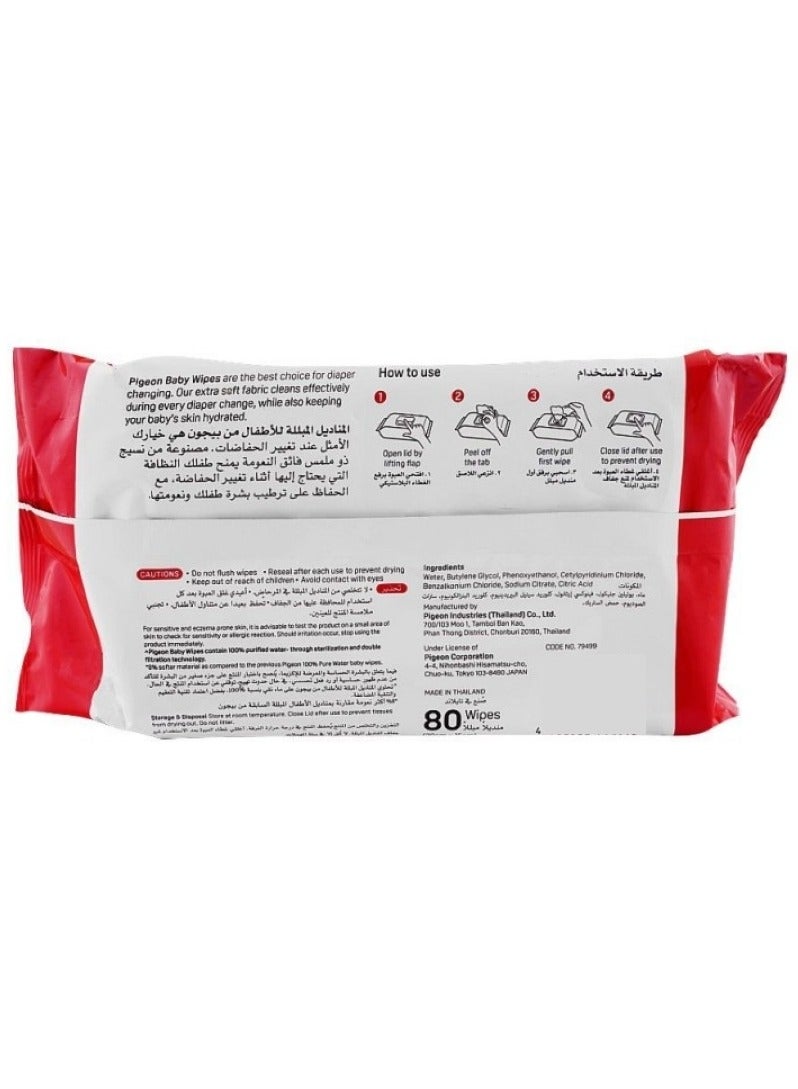 Pigeon Pure Water Extra Soft Baby Wipes 80 Pack