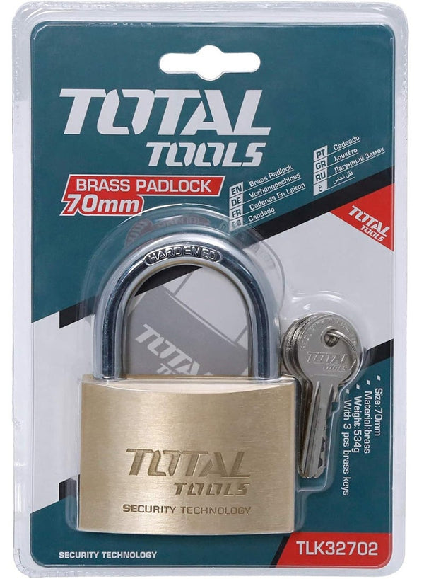 TOTAL Heavy Duty Brass Padlock 70 MM