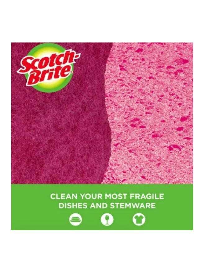 Scotch Brite Gentle Clean Scrub Sponges - Pink (3 Pieces)