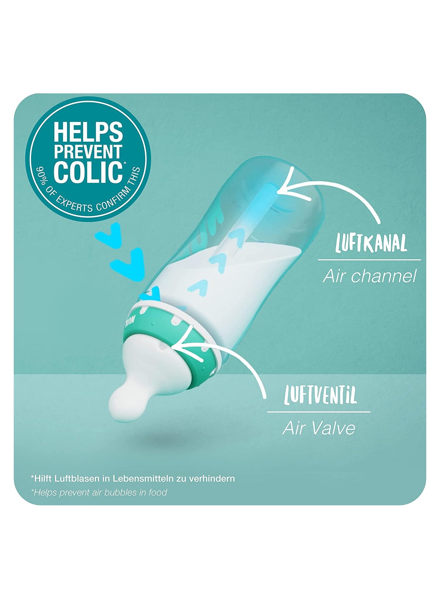 air gets, air valve, anti-colic professional, baby bottle, extra wide, hot wide, leak-proof, less air, means less, nuk, nuk first, nuk teat, soft zone, super soft, wide lip