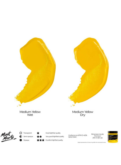 Mont Marte Dimension Acrylic Medium Yellow 250ML