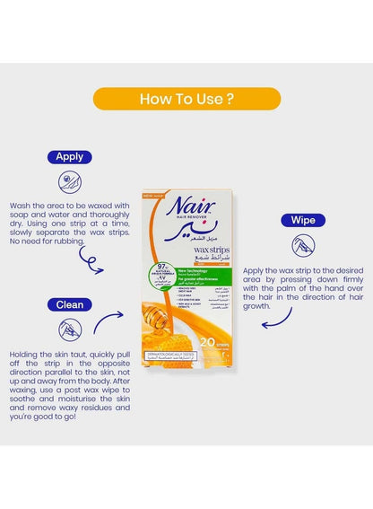 Nair Body Wax Strips with Milk and Honey Extracts