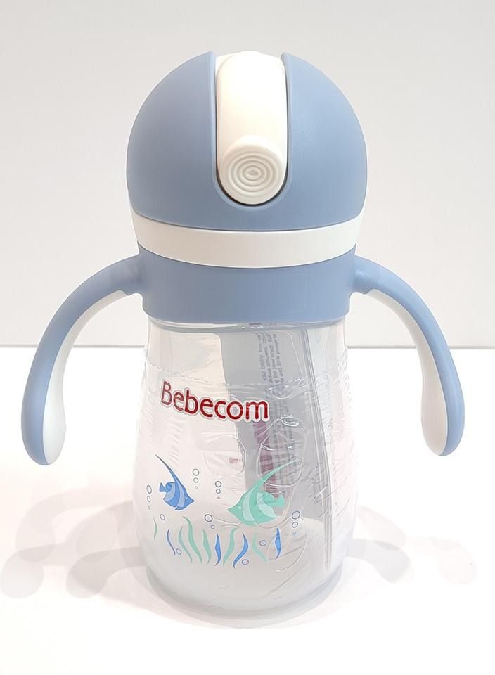 Bebecom Baby Straw Cup With Handle Blue