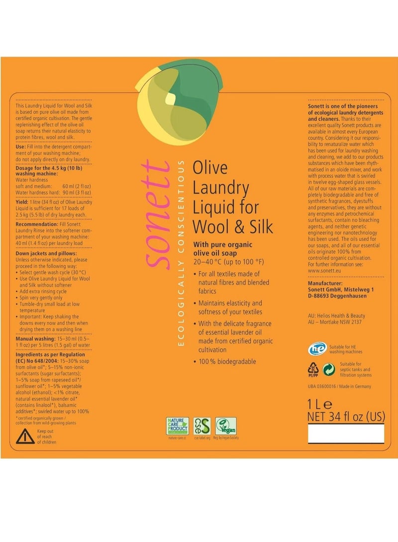SONETT Olive Laundry Liquid for Wool and Silk 1 Liter
