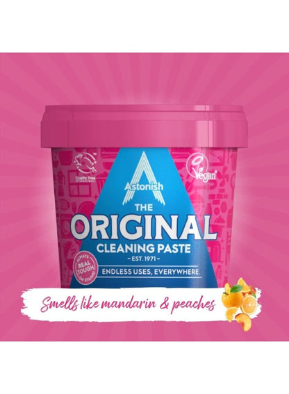 astonish, buster tough, chemical free, cleaning paste, free household, grease buster, multi surface, paste mandarin, peaches scent, remover grease, scent multi, scrub bathroom, stain remover, surface stain, tough kitchen