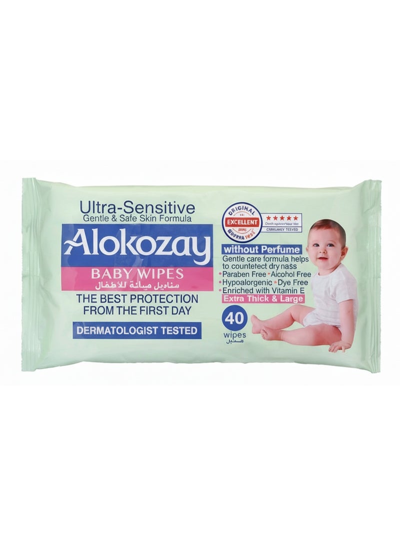 Alokozay Ultra Sensitive Wet Wipes 40 Pcs Pack