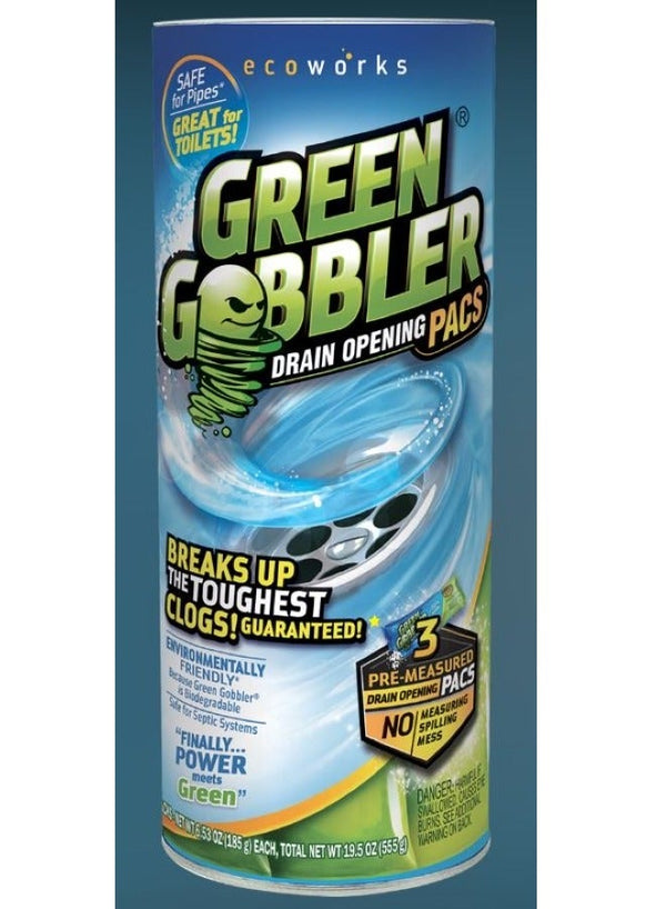 Green Gobbler Drain Opening Pacs 3 Count