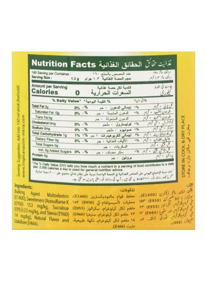 calorie free, calorie free natural, free natural, free natural stevia, jar 210g, natural stevia, natural stevia sweetener, plant-based, stevia sweetener, stevia sweetener jar, sugar-free, sweetener jar, tropicana slim, zero calorie, zero calories
