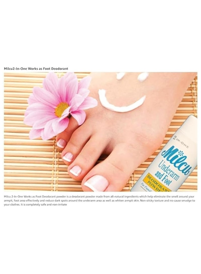 Milcu 2 In 1 Underarm & Foot Deodorant Powder 40g