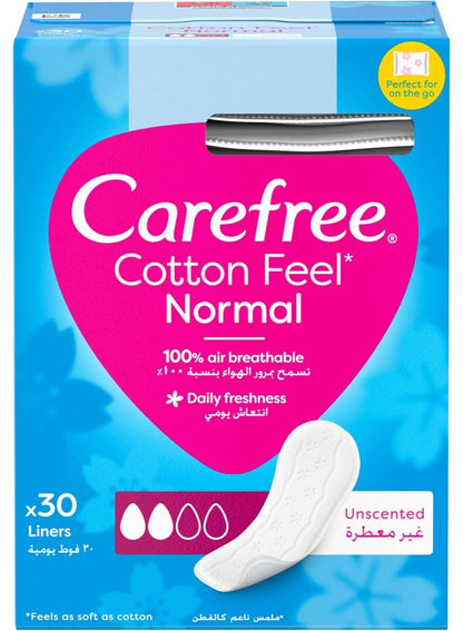 Carefree Cotton Feel Unscented Panty Liners 30