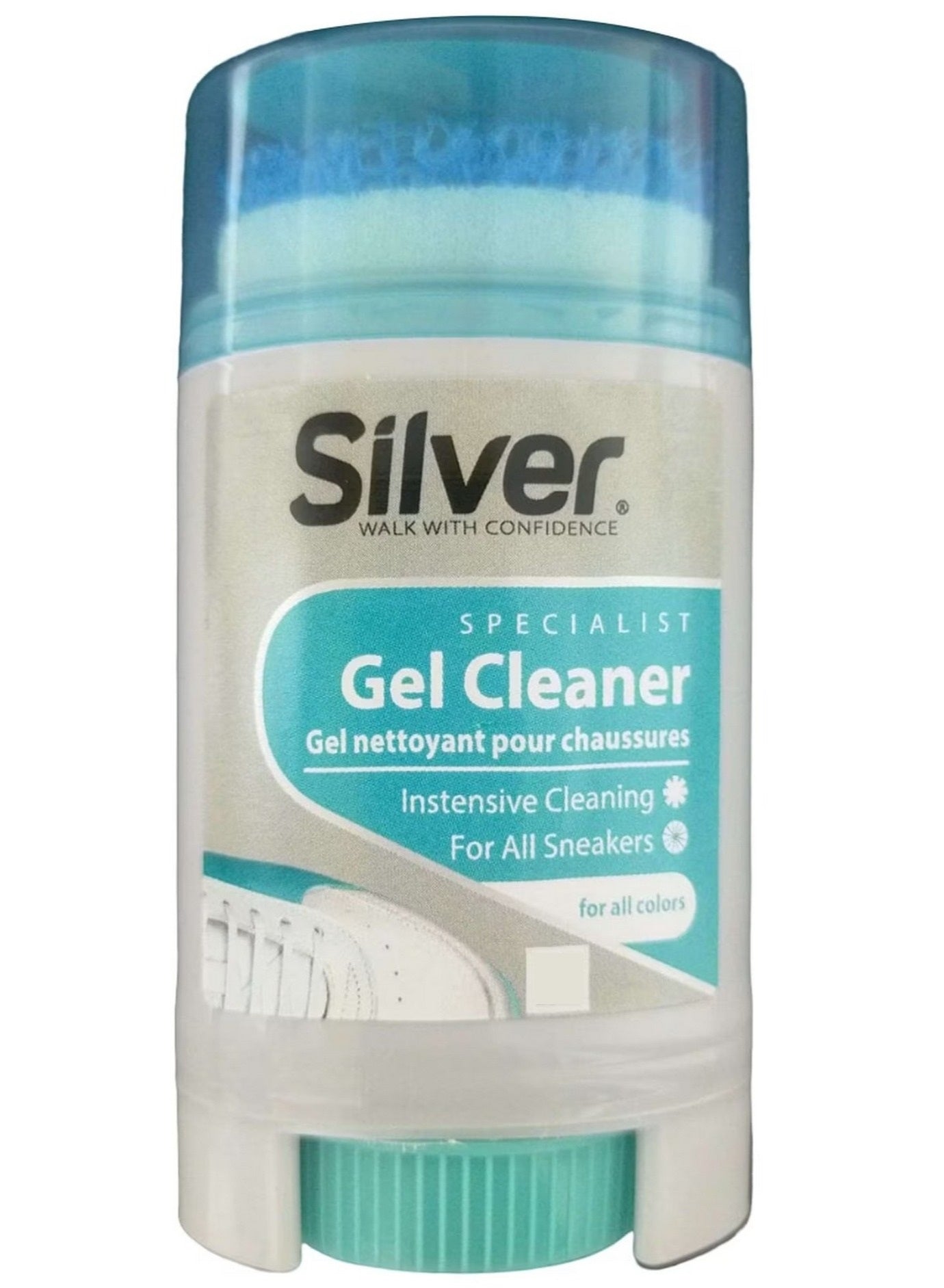 cap twist, close cap, cool dry, dry rinse, gel cleaner, gel onto, multi-purpose, shoe gel, shoe gel cleaner, silver, specialist sports, specialist sports shoe, sports shoe, sports shoe gel, wipe away