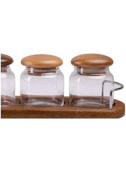 BILLI 3 Pieces Glass Canister Set with Tray