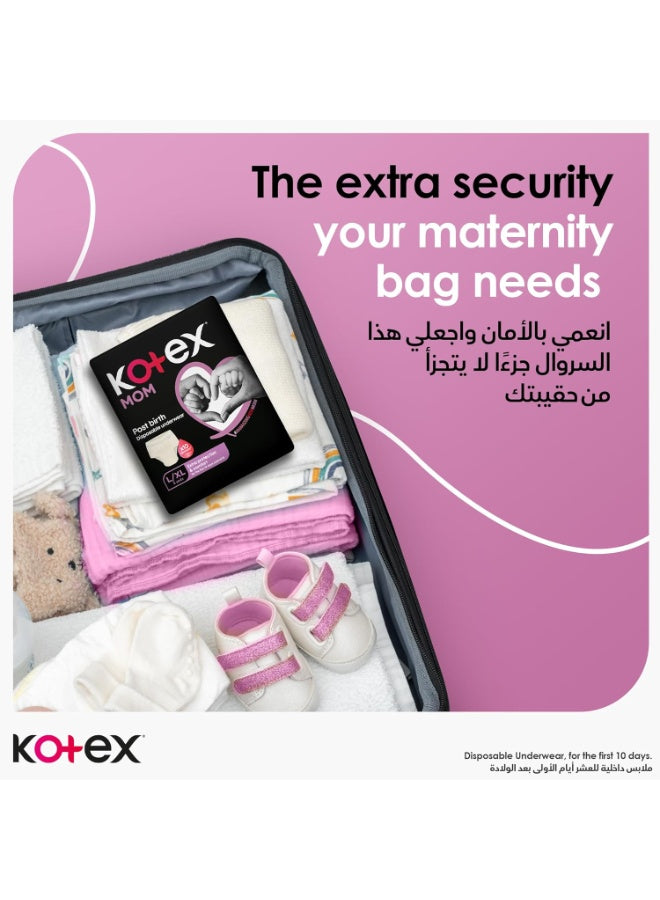 birth disposable, disposable underwear, extra large, extra large extra, extra protection, kotex, large extra, large extra large, mom post, mom post birth, panties large, panties large extra, post birth, protection comfort, underwear panties