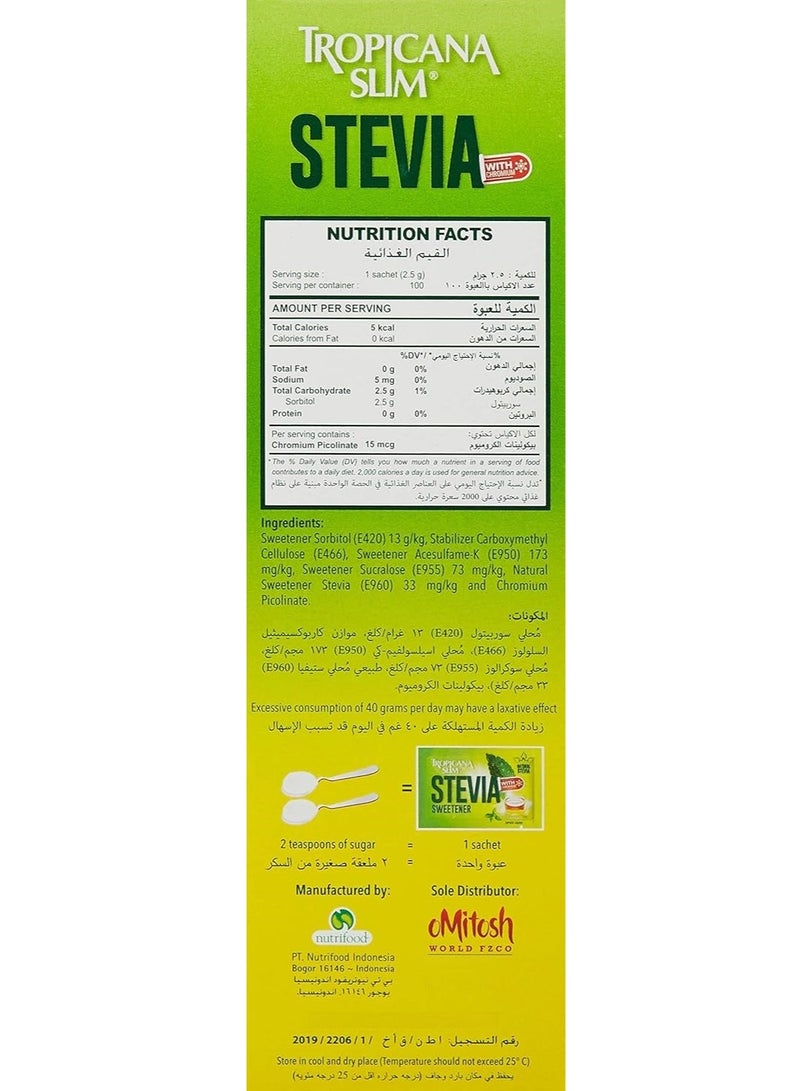 Tropicana Slim Stevia Sweetener Powder 100 Sachets