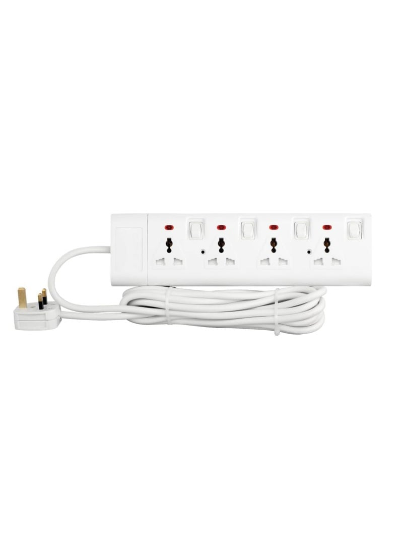 Ikon 4 Way Universal Power Extension Socket