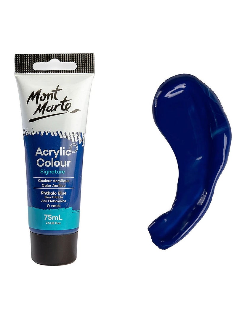 Mont Marte Acrylic Paint 75ML Tube Phthalo Blue