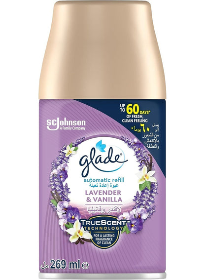 automatic freshness, automatic spray, automatic spray holder, busy day, cozy space, freshener upto, glade, home glade, lavender vanilla, lavender vanilla freshener, order now, spray holder, vanilla freshener, vanilla freshener upto, warm amber