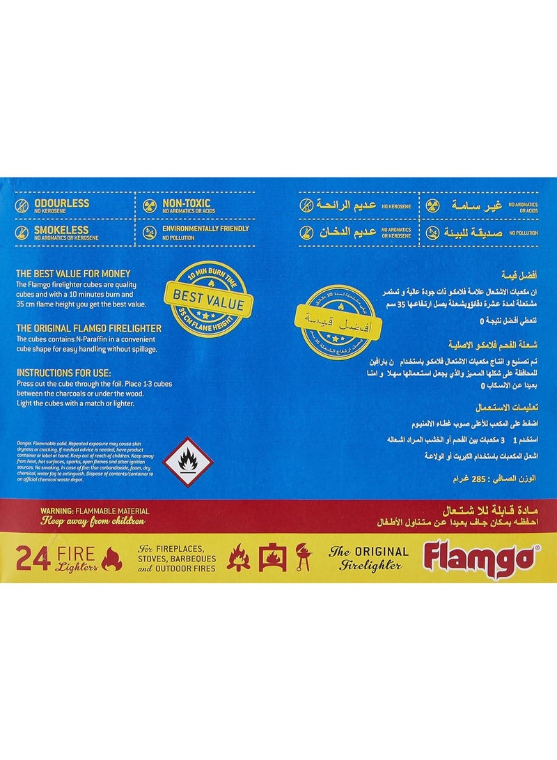 FLAMGO Fire Lighters Charcoal Starter 24 Pcs