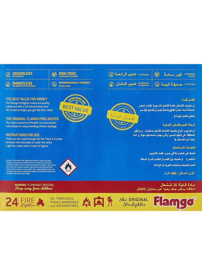 FLAMGO Fire Lighters Charcoal Starter 24 Pcs