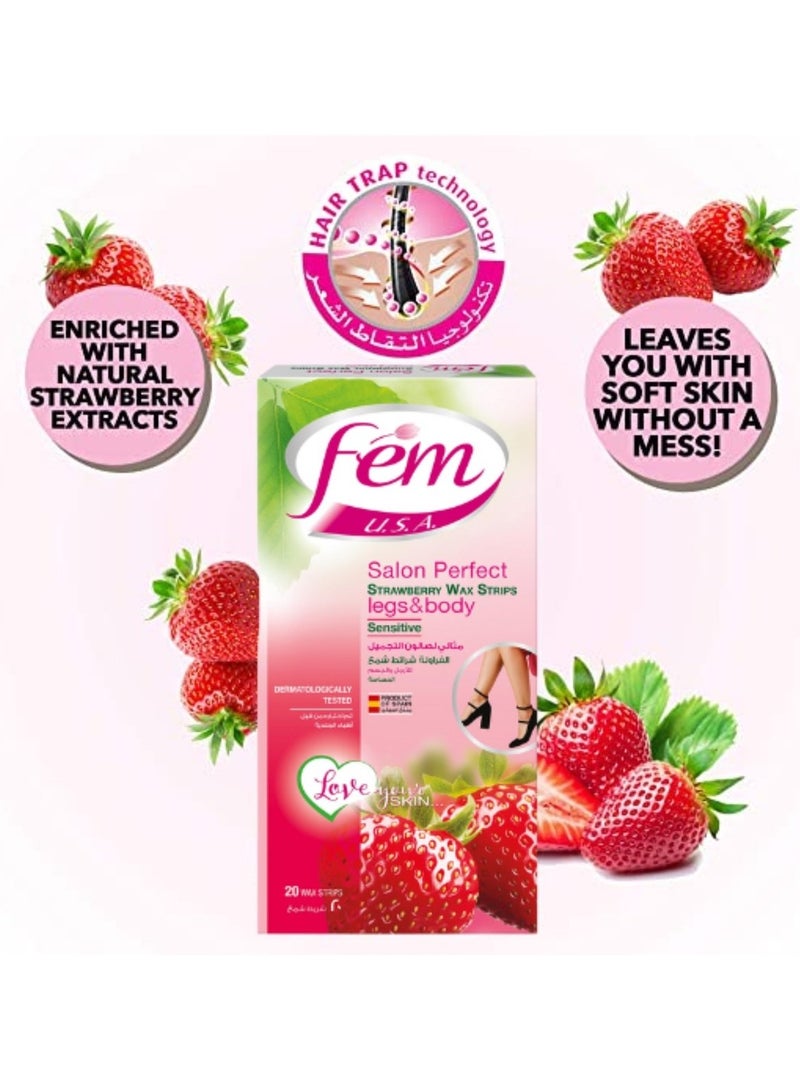 Fem Strawberry Wax Strips for Sensitive Skin