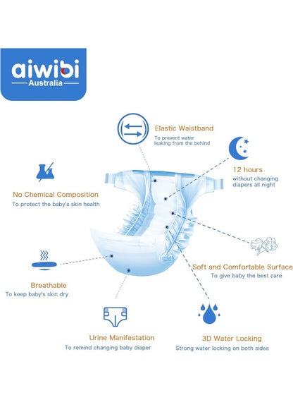 Aiwibi Ultra-Thin Baby Tape Diapers Size 2 Small