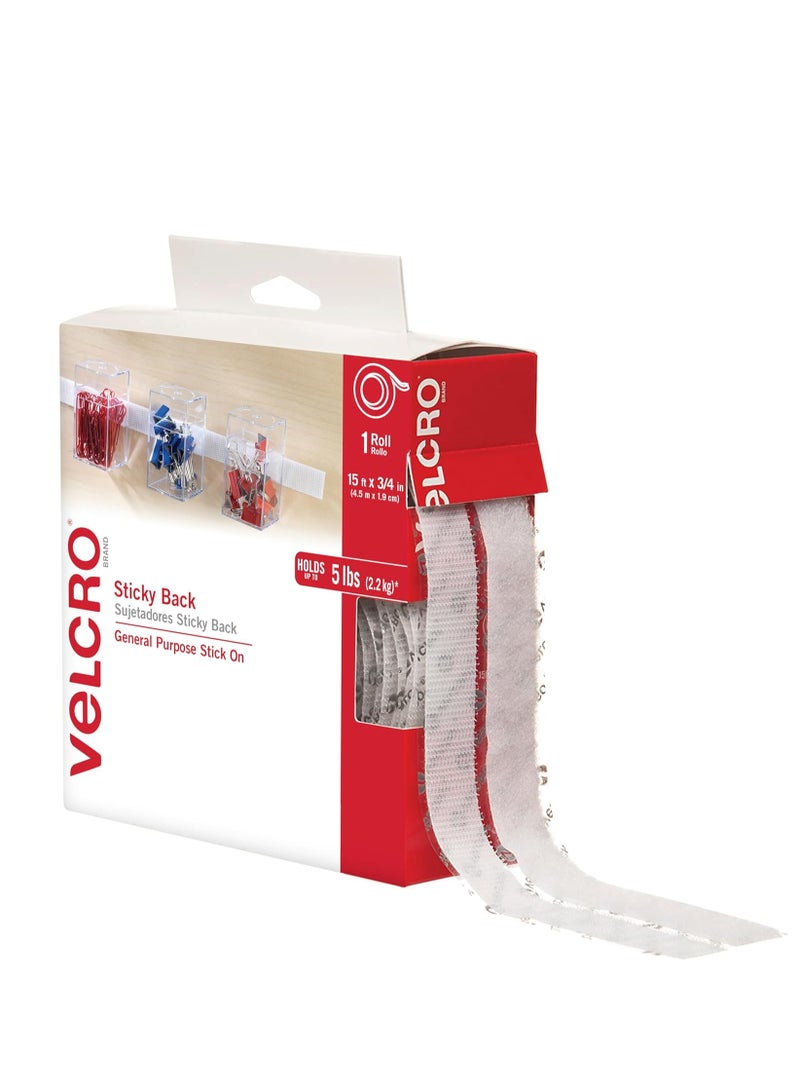 VELCRO Sticky Back Fasteners Roll 15ft x 3/4in