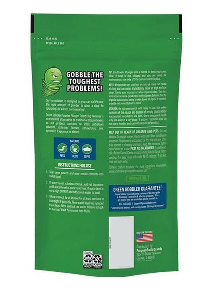 Green Gobbler Powder Plunger Toilet Clog Remover
