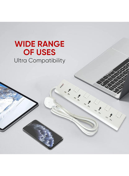 Elexon 5 Way Power Extension Socket with 2M Cable