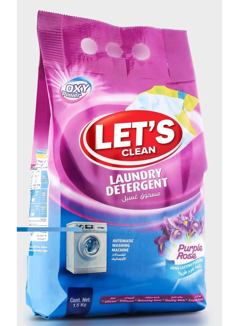 LET'S CLEAN Purple Rose Detergent Powder 1.5 Kg