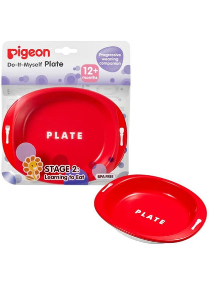 Pigeon Do-It-Myself Plate Red for Toddlers