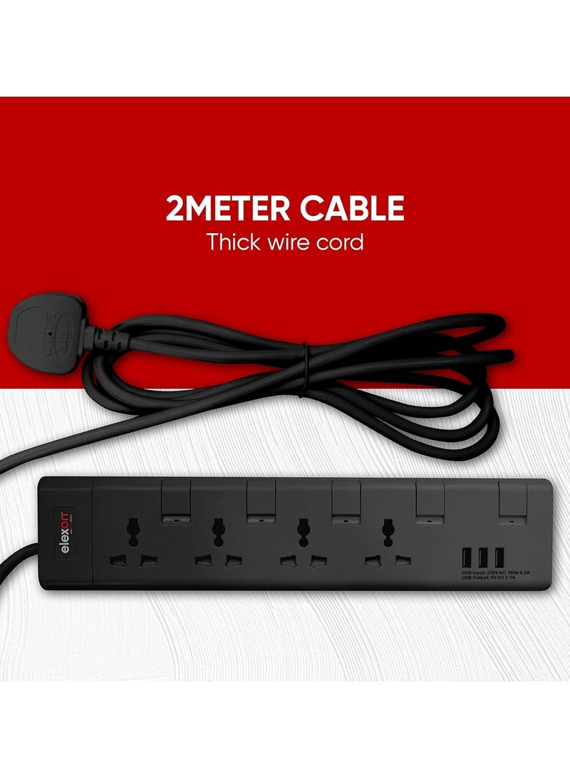 Elexon 4 Way Power Extension with USB Ports