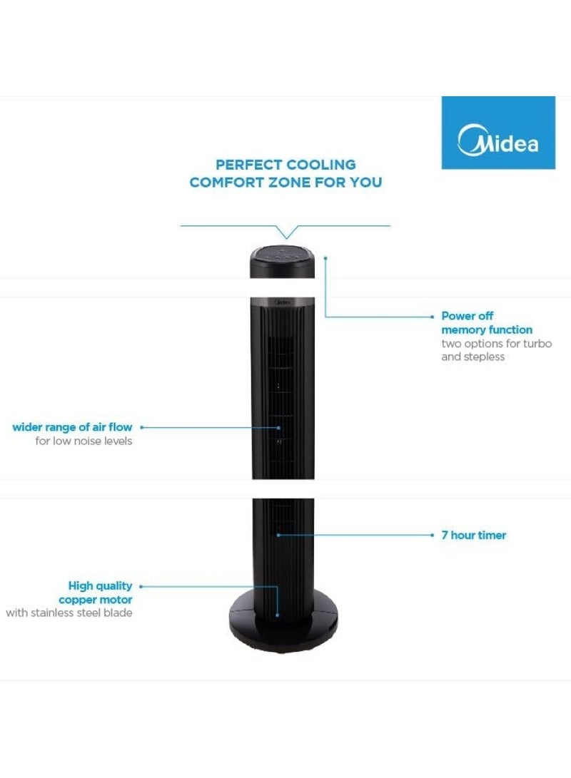 Midea Tower Fan with Remote Control - Black