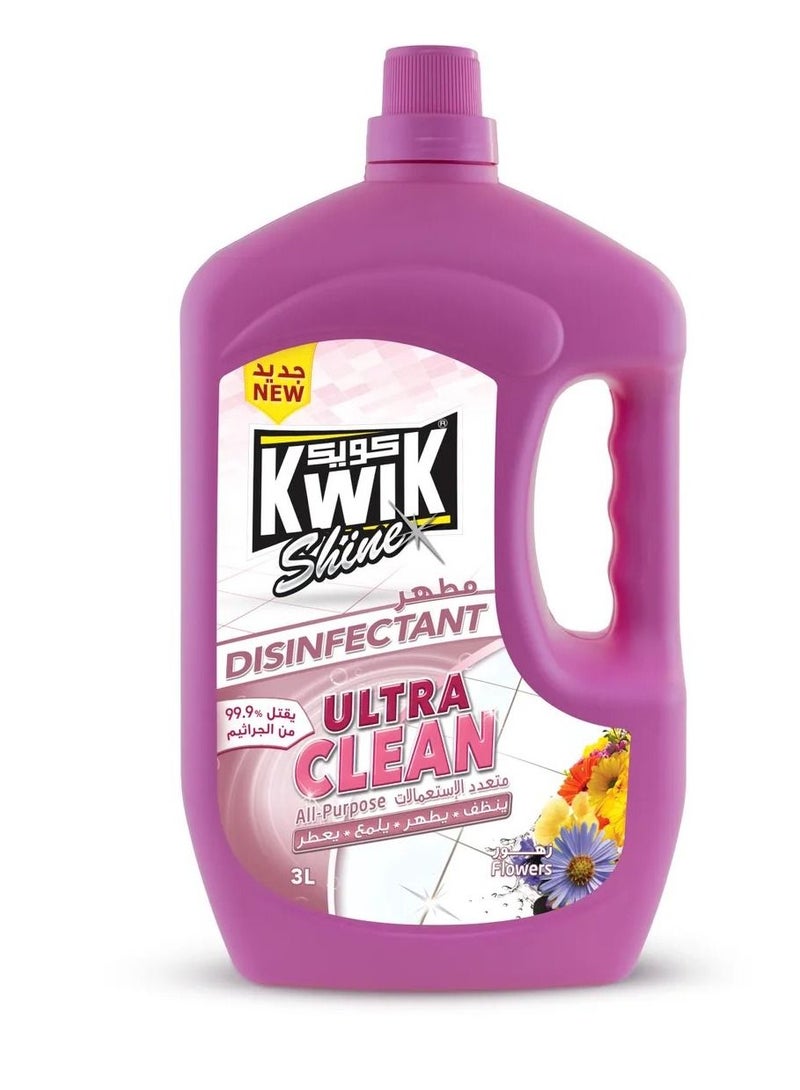 Kwik Shine Ultra Clean Flower Disinfectant 3 L