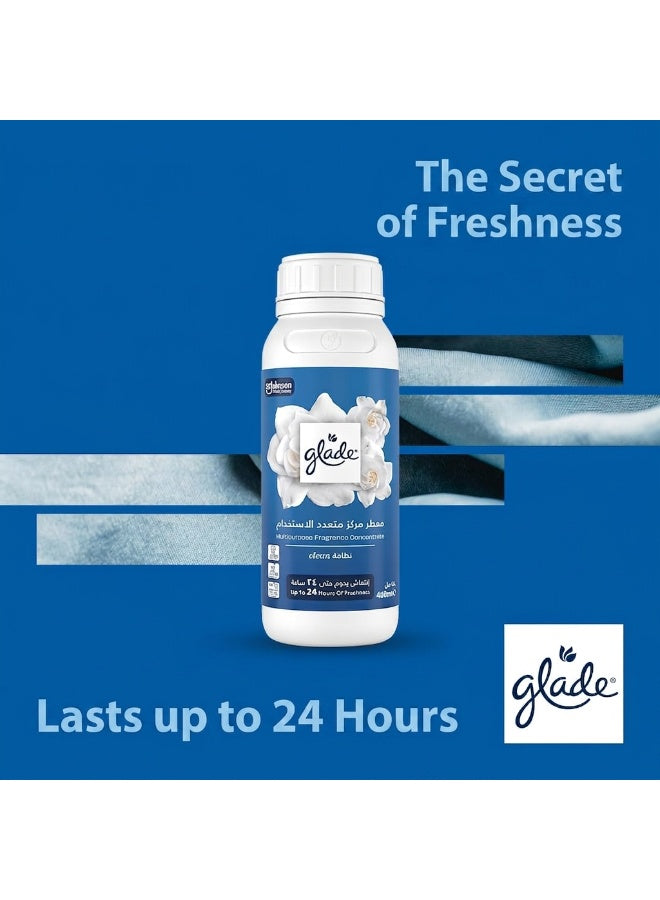 aroma adds, cap support, clean fresh, clean linen, clean linen scent, day clean, fragrance concentrate, fresh aroma, glade, linen scent, multipurpose fragrance, multipurpose fragrance concentrate, needs key, secure cap, skin keep