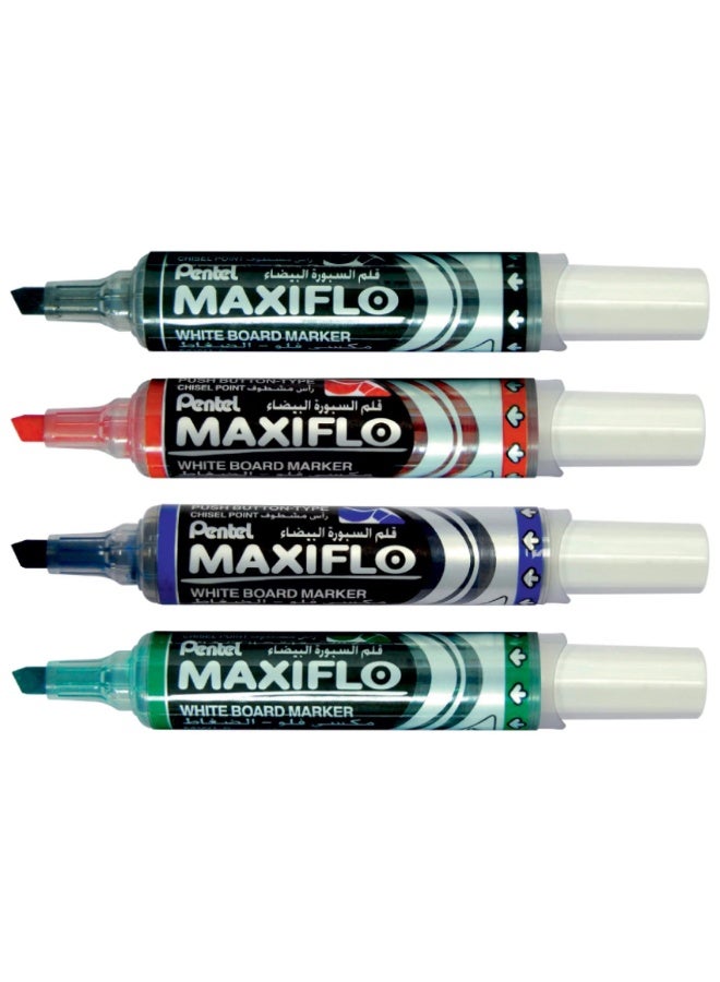 Pentel Maxiflo Chisel Tip Marker Wallet 4 Pcs