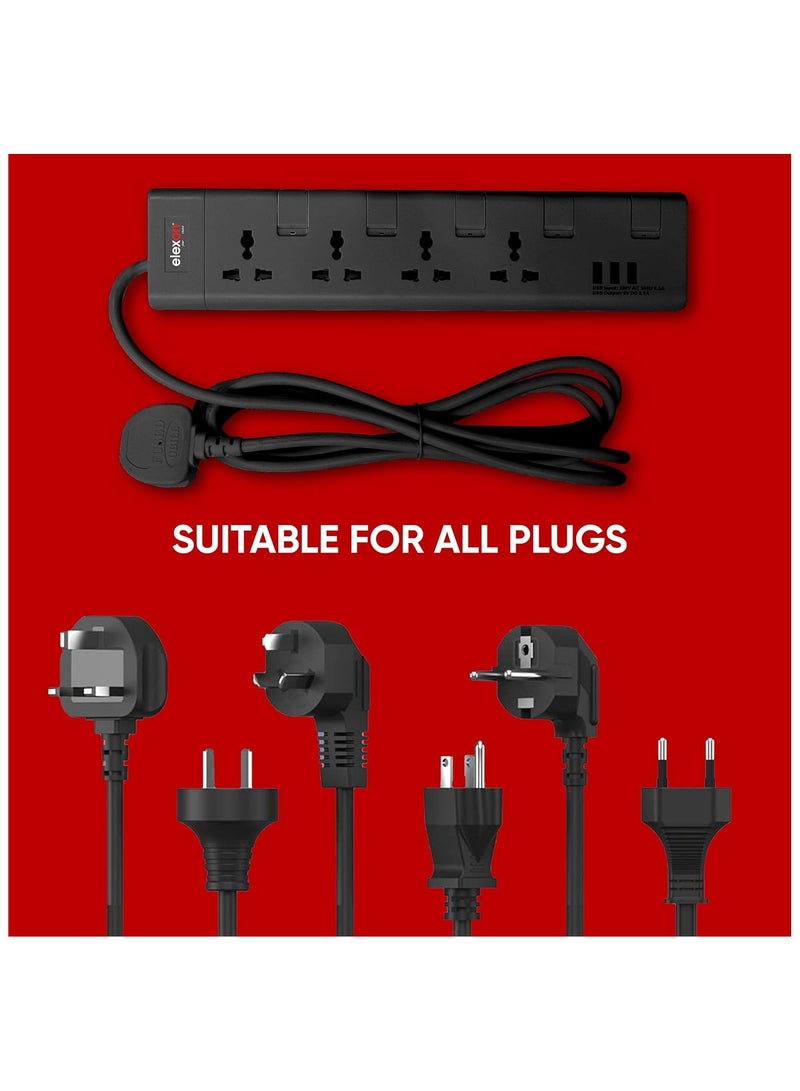 Elexon 4 Way Power Extension with USB Ports
