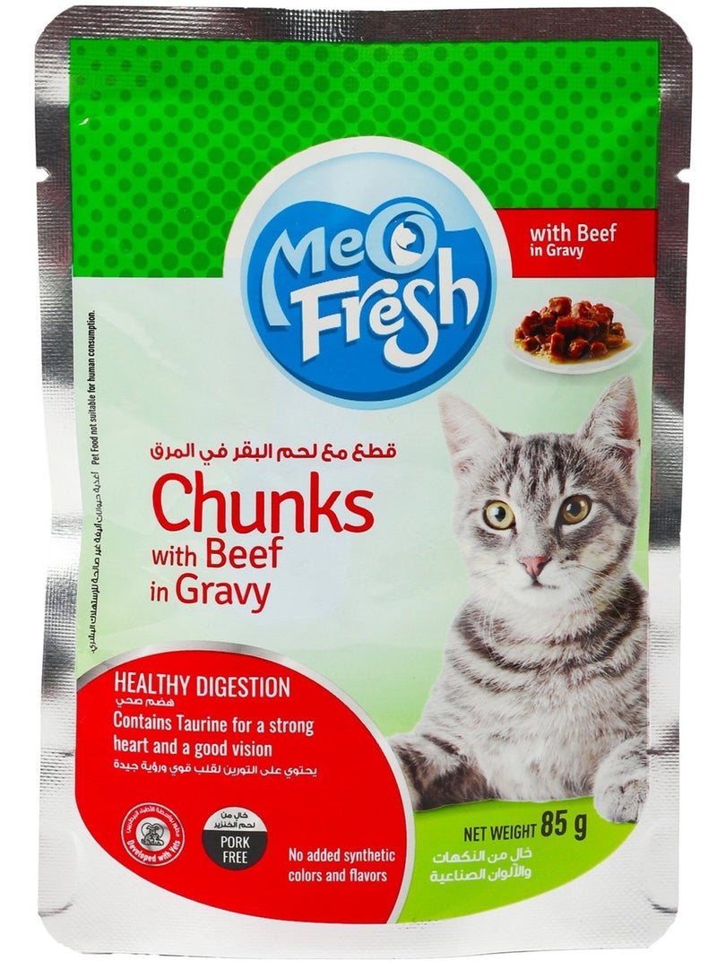 Meo Fresh Cat Food Chunks with Beef in Gravy 85g