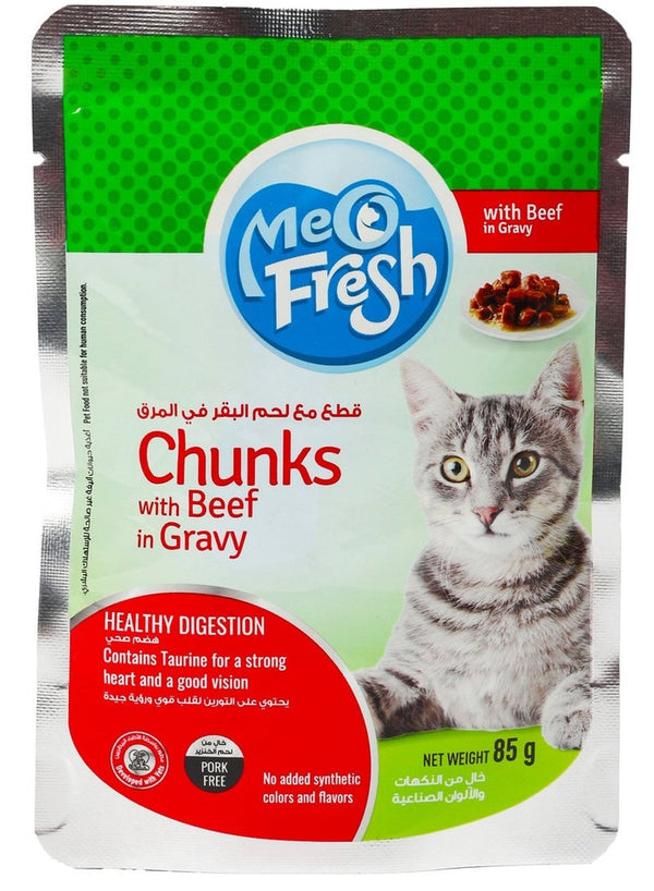 Meo Fresh Cat Food Chunks with Beef in Gravy 85g